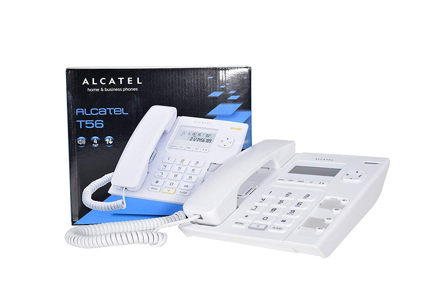 Alcatel T56 Corded Landline Phone With Caller Id And Handsfree White (Pack Of 10)