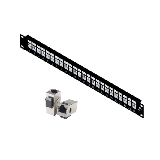 Msys Connect 19" Rack Mount 24 Cat6 Shielded Coupler Loaded, Straight Patch Panel (516201-21)
