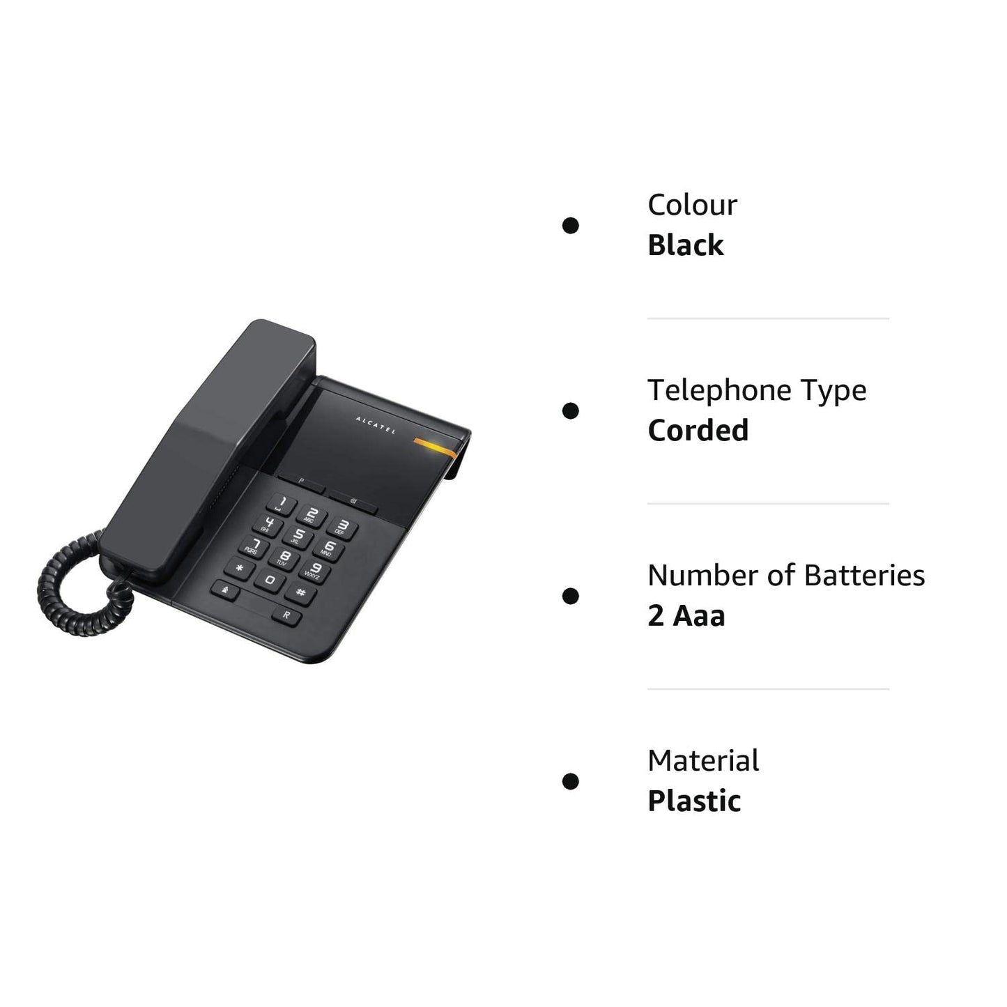 Alcatel T22 Corded landline Phone with Flashing Visual Ringer Indicator Black (Pack Of 5)
