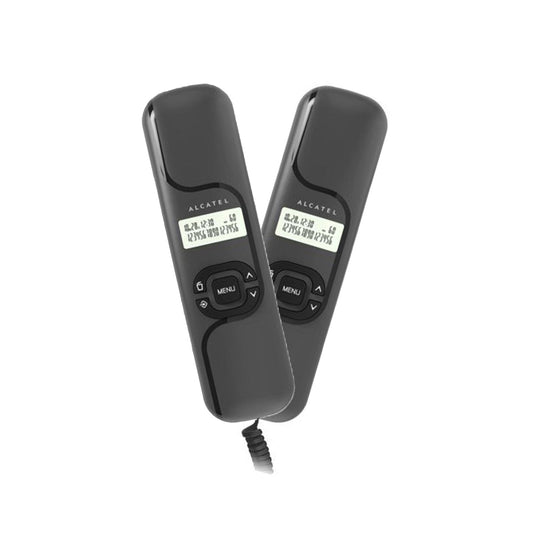 Alcatel T16 Ultra Compact Corded Landline Phone with Caller ID Wall Mounted Black (Pack Of 2)