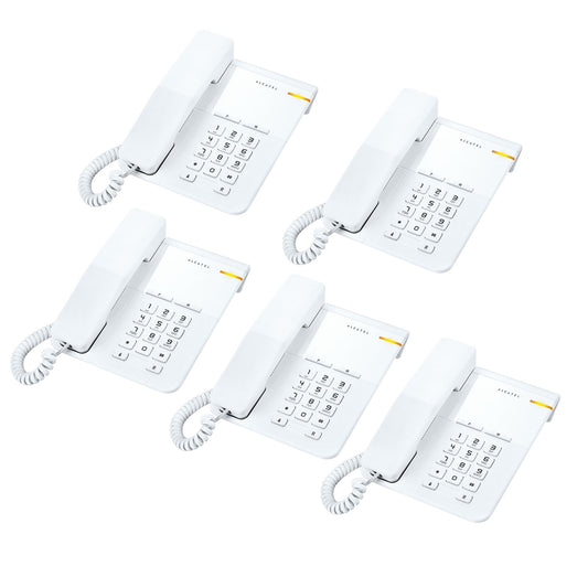 Alcatel T22 Corded landline Phone with Flashing Visual Ringer Indicator White (Pack Of 5)