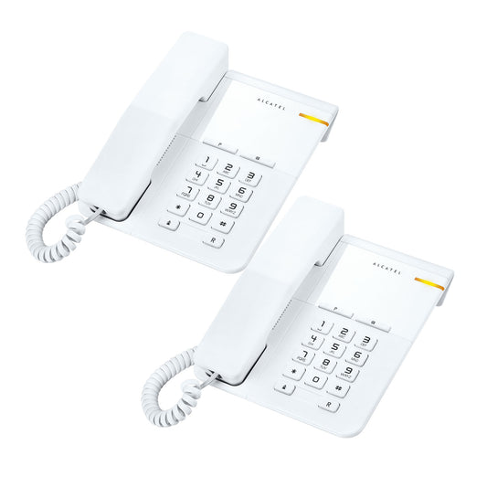 Alcatel T22 Corded landline Phone with Flashing Visual Ringer Indicator White (Pack Of 2)