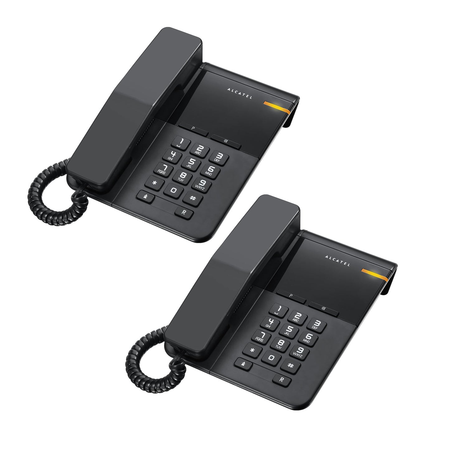 Alcatel T22 Corded landline Phone with Flashing Visual Ringer Indicator Black (Pack Of 2)