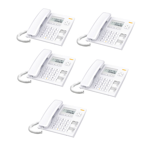Alcatel T56 Corded Landline Phone With Caller Id And Handsfree White (Pack Of 5)