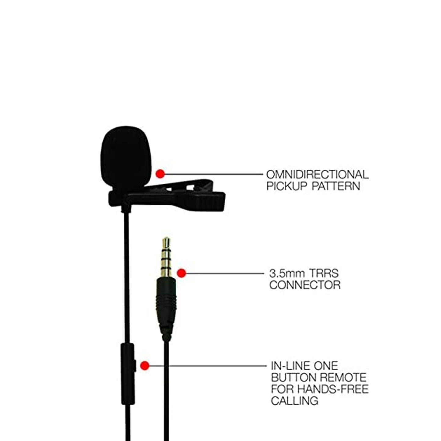 JBL Commercial CSLM30 Auxiliary Omnidirectional Lavalier Microphone with Earphone for Calls, Conferences and Monitoring