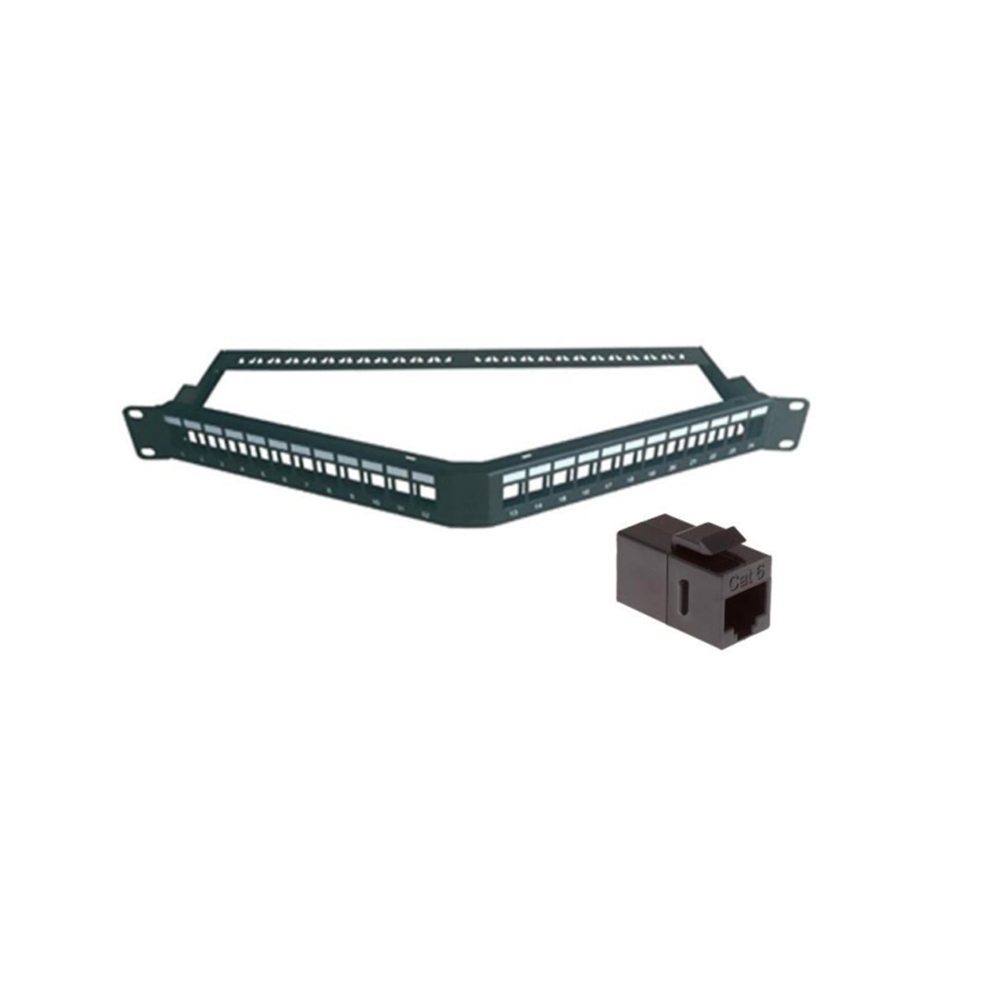 Msys Connect 19" Rack Mount 24 Cat6 Unshielded Coupler Loaded, Angled Patch Panel (516321-21)