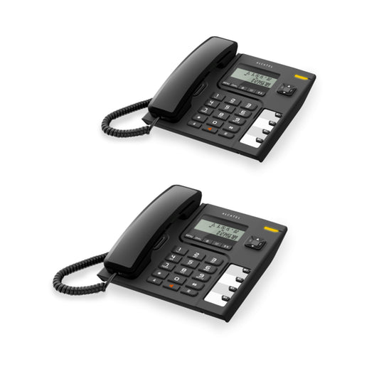 Alcatel T56 Corded Landline Phone With Caller Id And Handsfree (Black) Pack Of 2