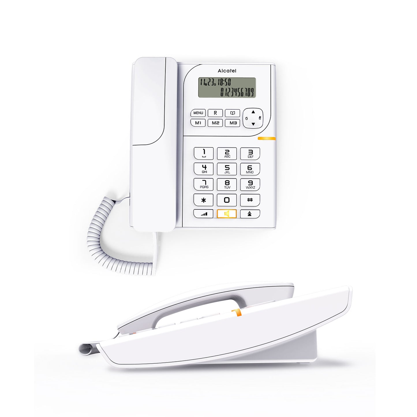 Alcatel T58 Corded Landline Phone With Display & Speaker White (Pack Of 2)