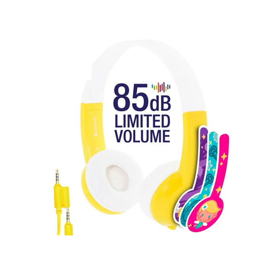 Onanoff Buddyphones Kids Volume Limiting Headphone Safety Volume Ecoute SecuRiseE 85db Safe Audio (BP-YELLOW)