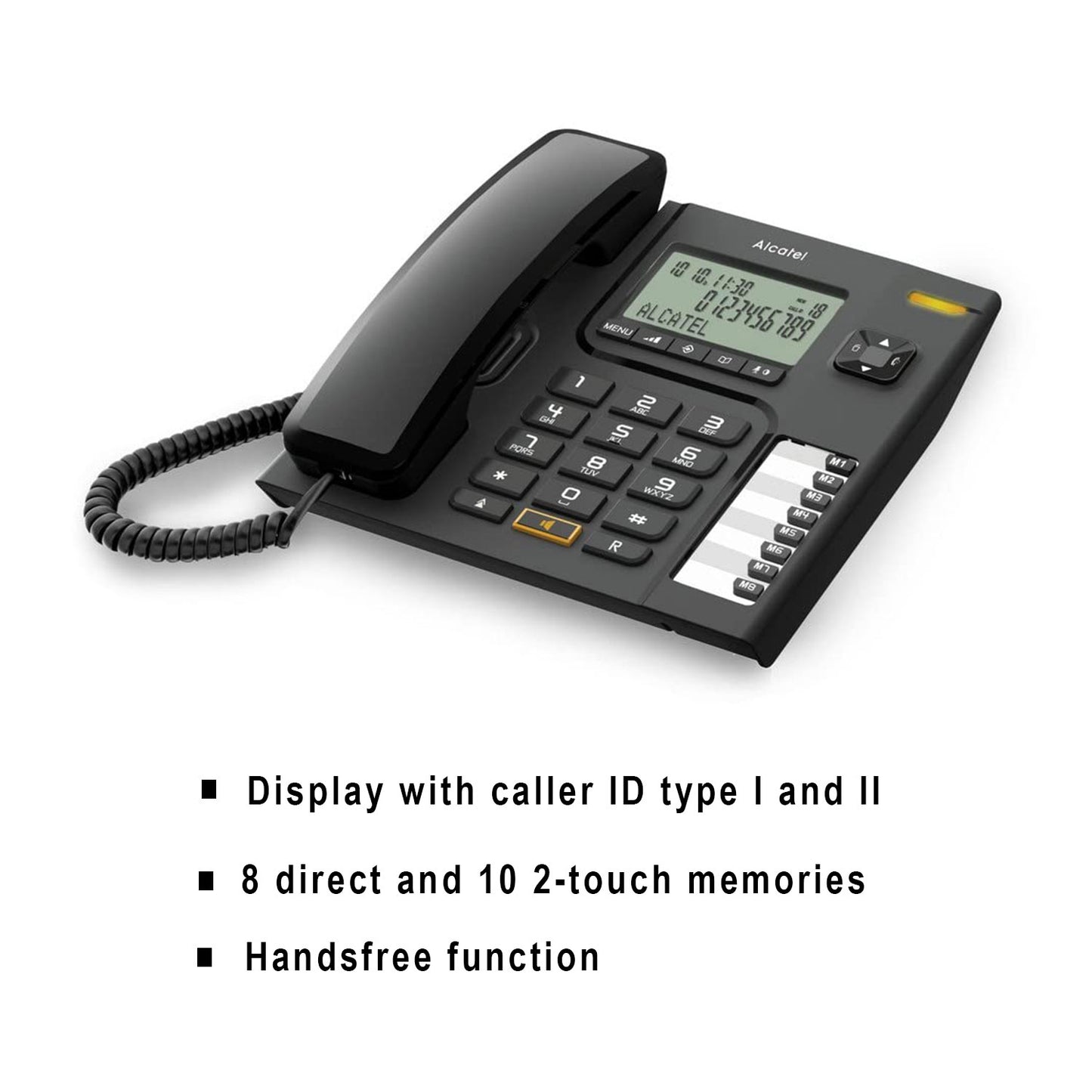Alcatel T76 Corded Landline Phone with Caller ID and Speakerphone Black (Pack Of 10)