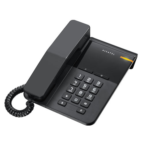 Alcatel T22 कॉर्डेड लैंडलाइन फ़ोन फ्लैशिंग विज़ुअल रिंगर इंडिकेटर के साथ (काला)