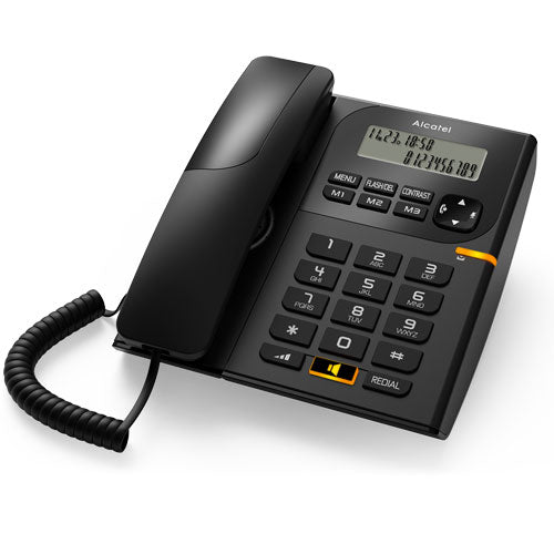 Alcatel T58 कॉर्ड वाला लैंडलाइन फ़ोन डिस्प्ले और स्पीकर के साथ (काला)