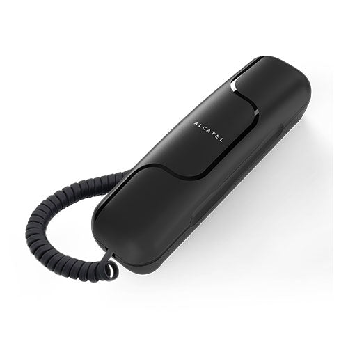 अल्काटेल T06 अल्ट्रा कॉम्पैक्ट वॉल माउंट कॉर्डेड लैंडलाइन फोन (काला)