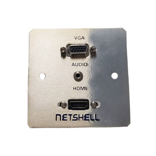 Netshell Audio Video AV Wall Plate with VGA (F) One Audio Sterio Jack 3.5 MM & One HDMI Port