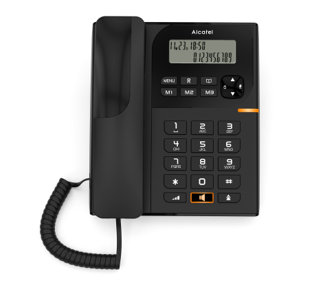 Alcatel T58 कॉर्ड वाला लैंडलाइन फ़ोन डिस्प्ले और स्पीकर के साथ (काला)